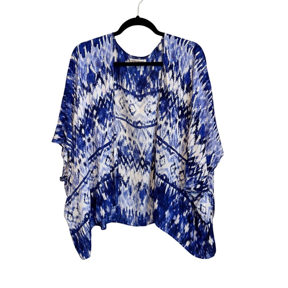 Cotton On Swim Cover Up M Blue White Ikat Kimono Beach Summer Vacation Bohemian
